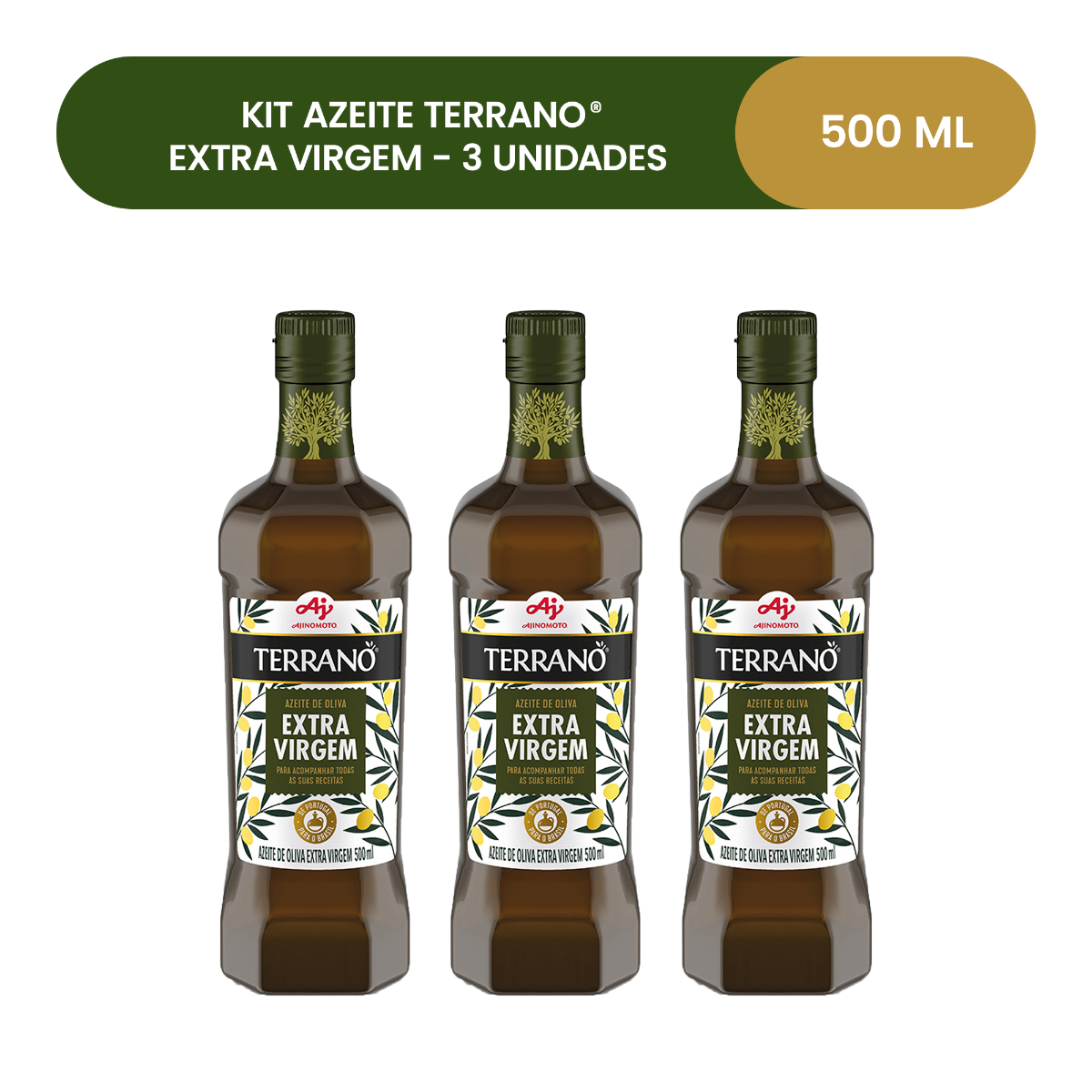 KIT AZEITE TERRANO® EXTRA VIRGEM 500ml - 3 UNIDADES