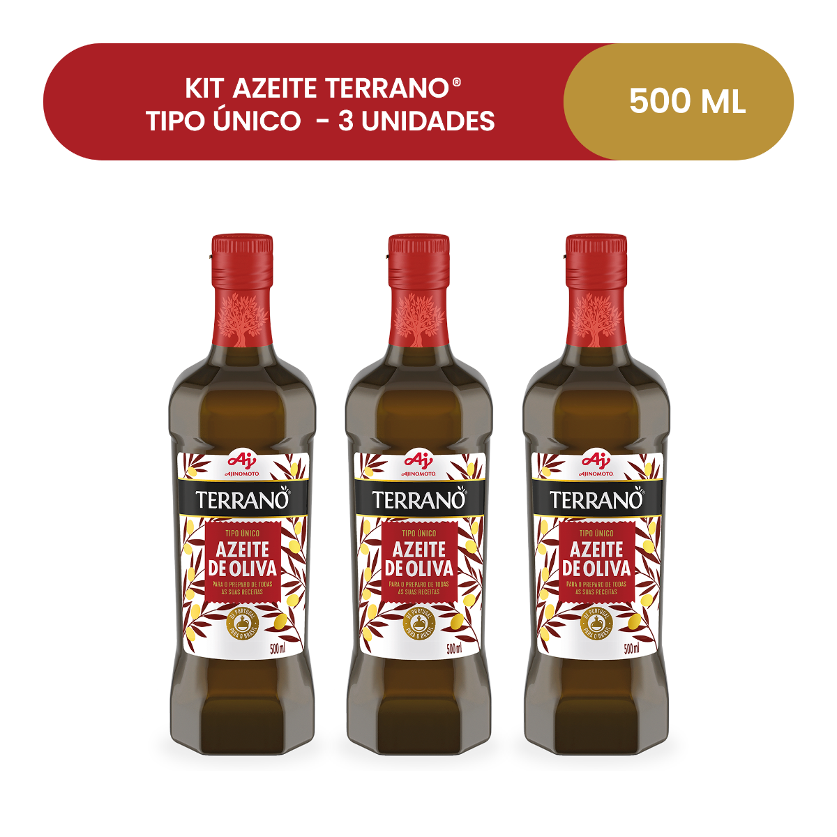 KIT AZEITE TERRANO® TIPO ÚNICO 500ml  - 3 UNIDADES