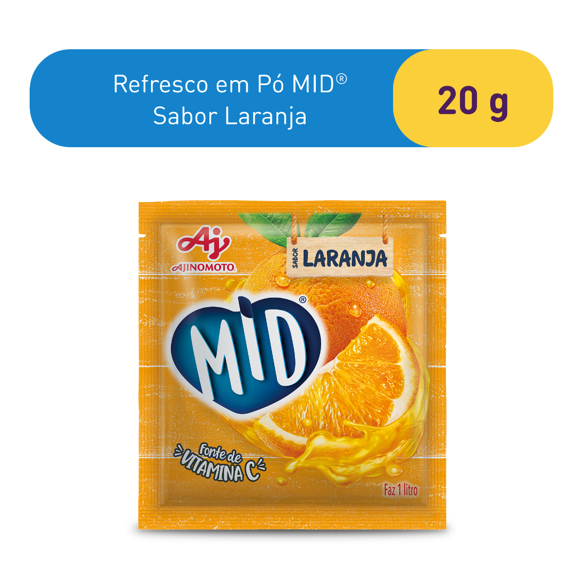 REFRESCO EM PÓ MID® SABOR LARANJA 20G