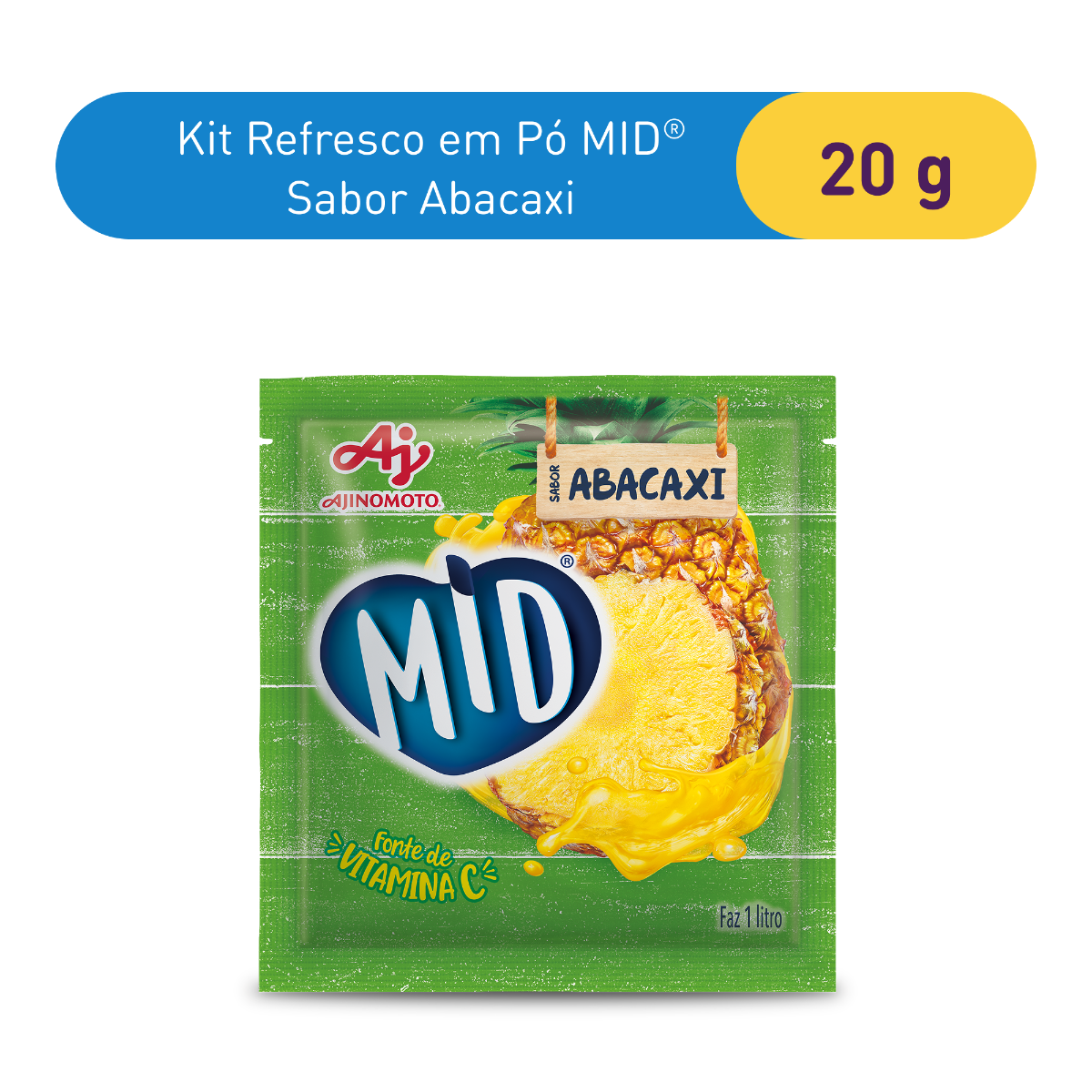 REFRESCO EM PÓ MID® SABOR ABACAXI 20G