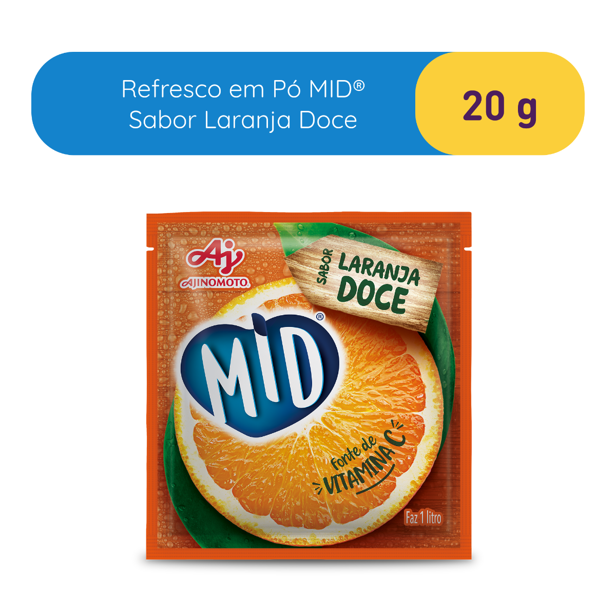 REFRESCO EM PÓ MID® SABOR LARANJA DOCE 20G