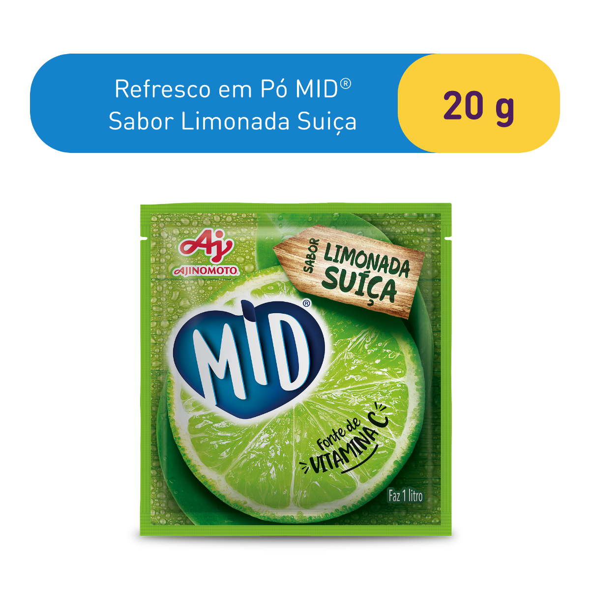 REFRESCO EM PÓ MID® SABOR LIMONADA SUIÇA 20G