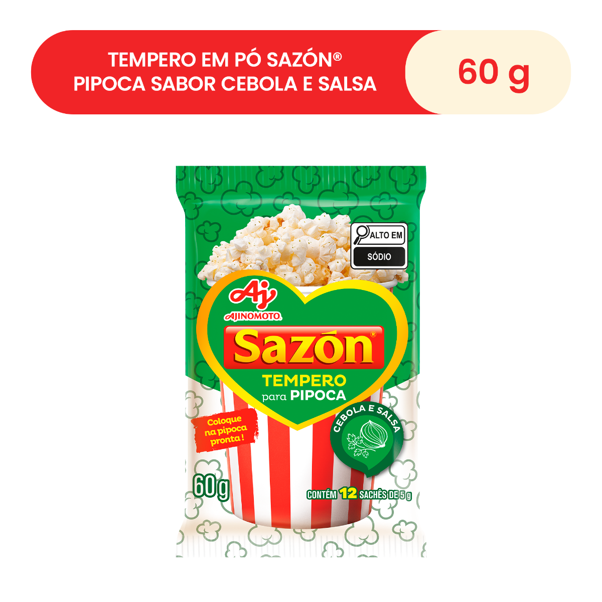 TEMPERO EM PÓ SAZÓN® PIPOCA SABOR CEBOLA E SALSA 60G
