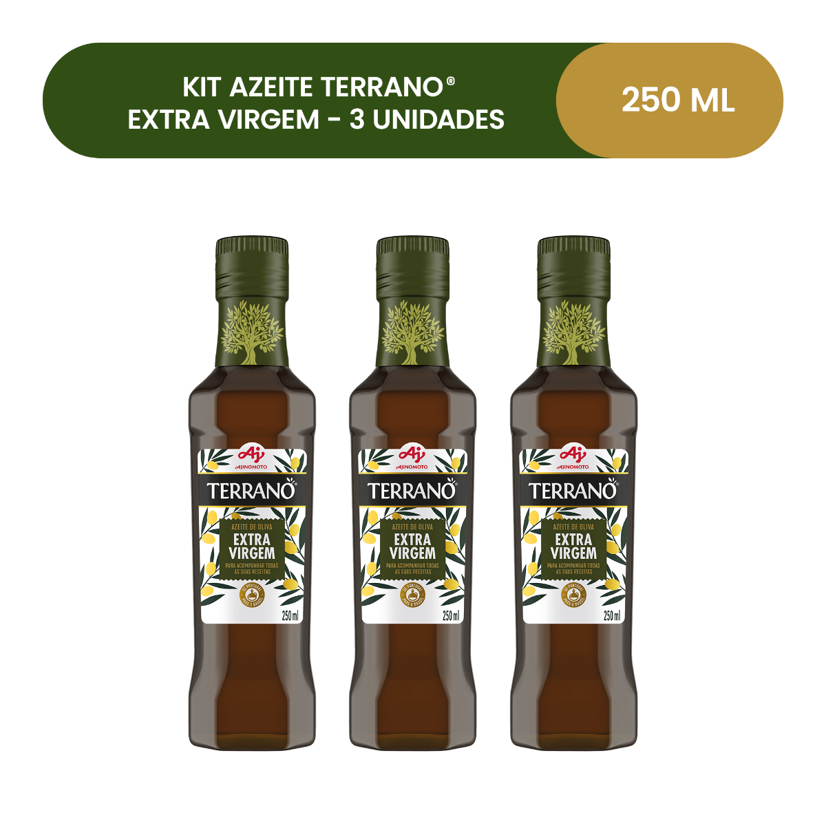 KIT AZEITE TERRANO® EXTRA VIRGEM 250 ml - 3 UNIDADES