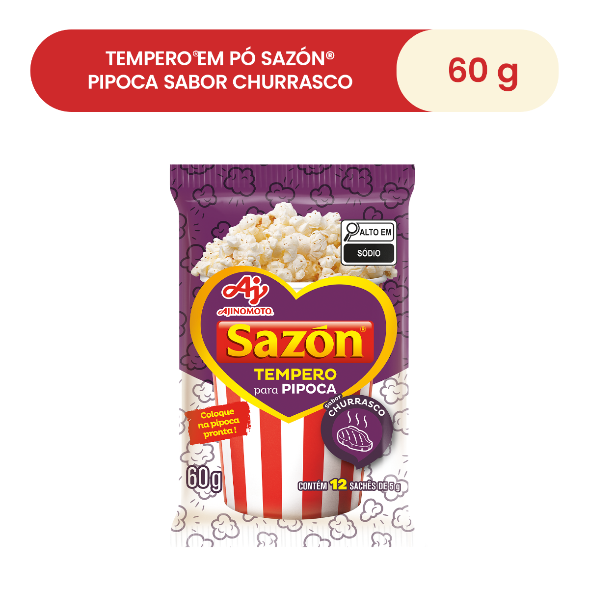 TEMPERO EM PÓ SAZÓN® PIPOCA SABOR CHURRASCO 60G