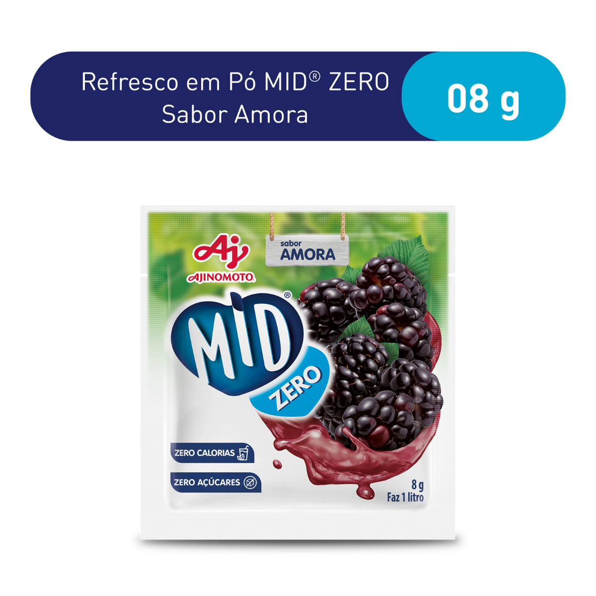 REFRESCO EM PÓ MID® ZERO SABOR AMORA 8G