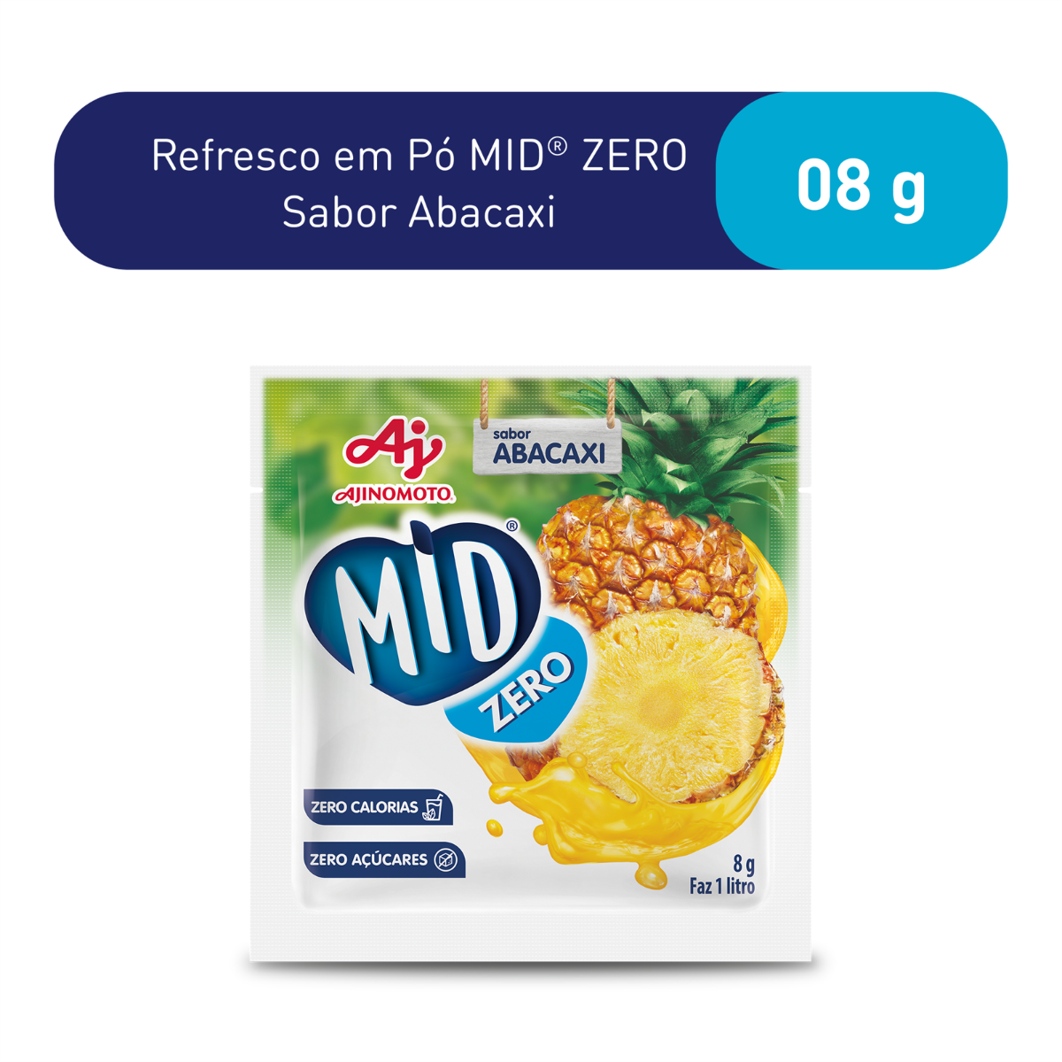 REFRESCO EM PÓ MID® ZERO SABOR ABACAXI 8G | Ajinomoto | Ajinomoto