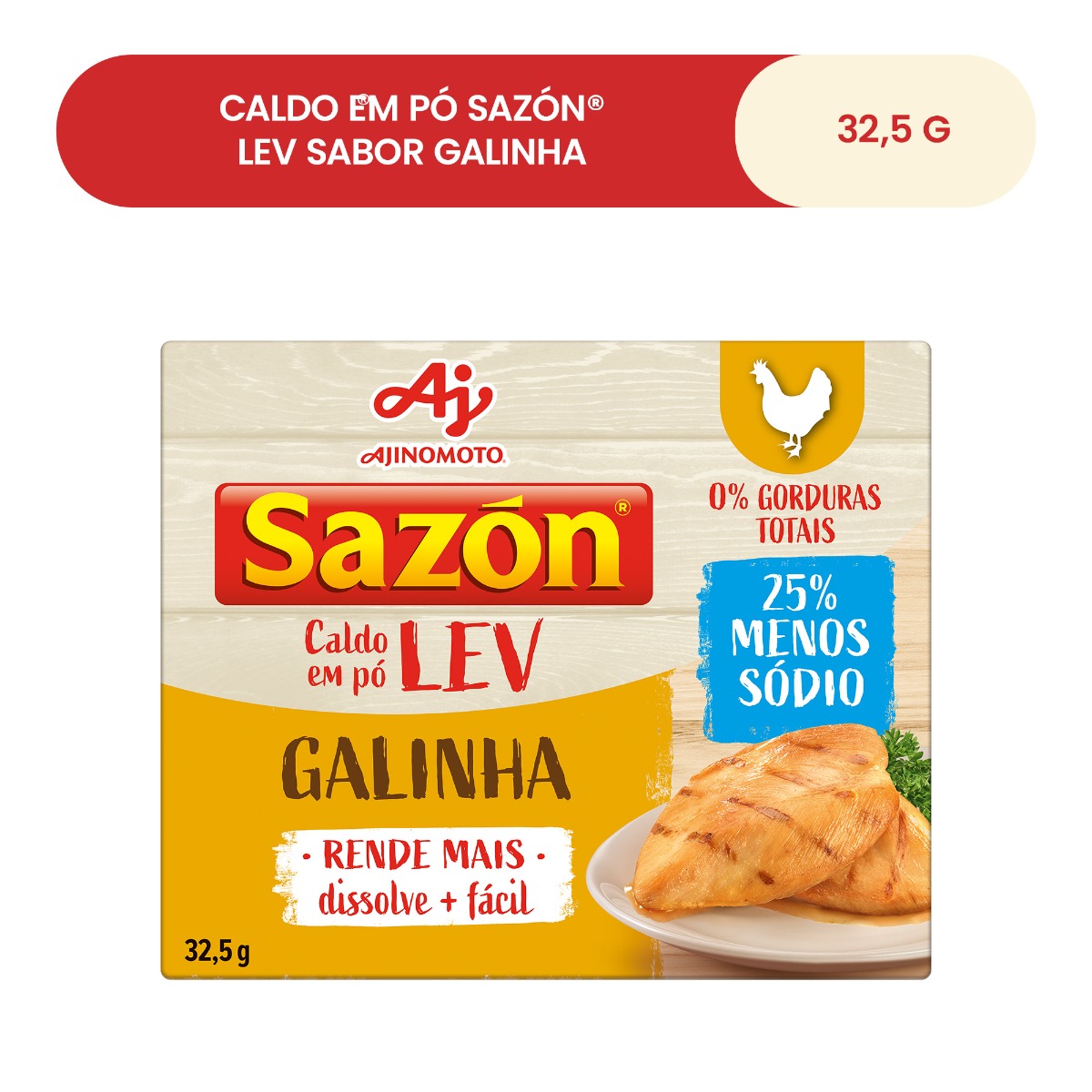 CALDO EM PÓ SAZÓN® LEV SABOR GALINHA 32,5G