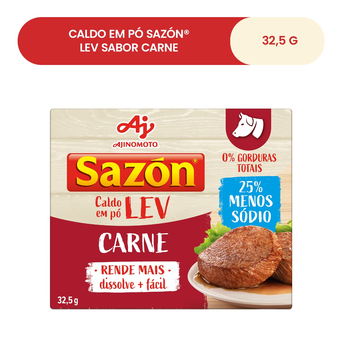 CALDO EM PÓ SAZÓN® LEV SABOR CARNE 32,5G