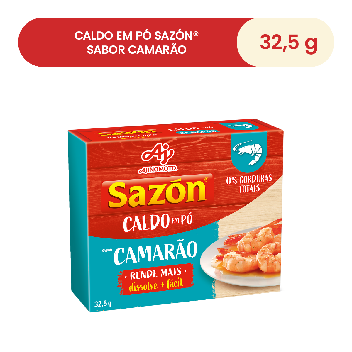 CALDO EM PÓ SAZÓN® SABOR CAMARÃO 32,5G
