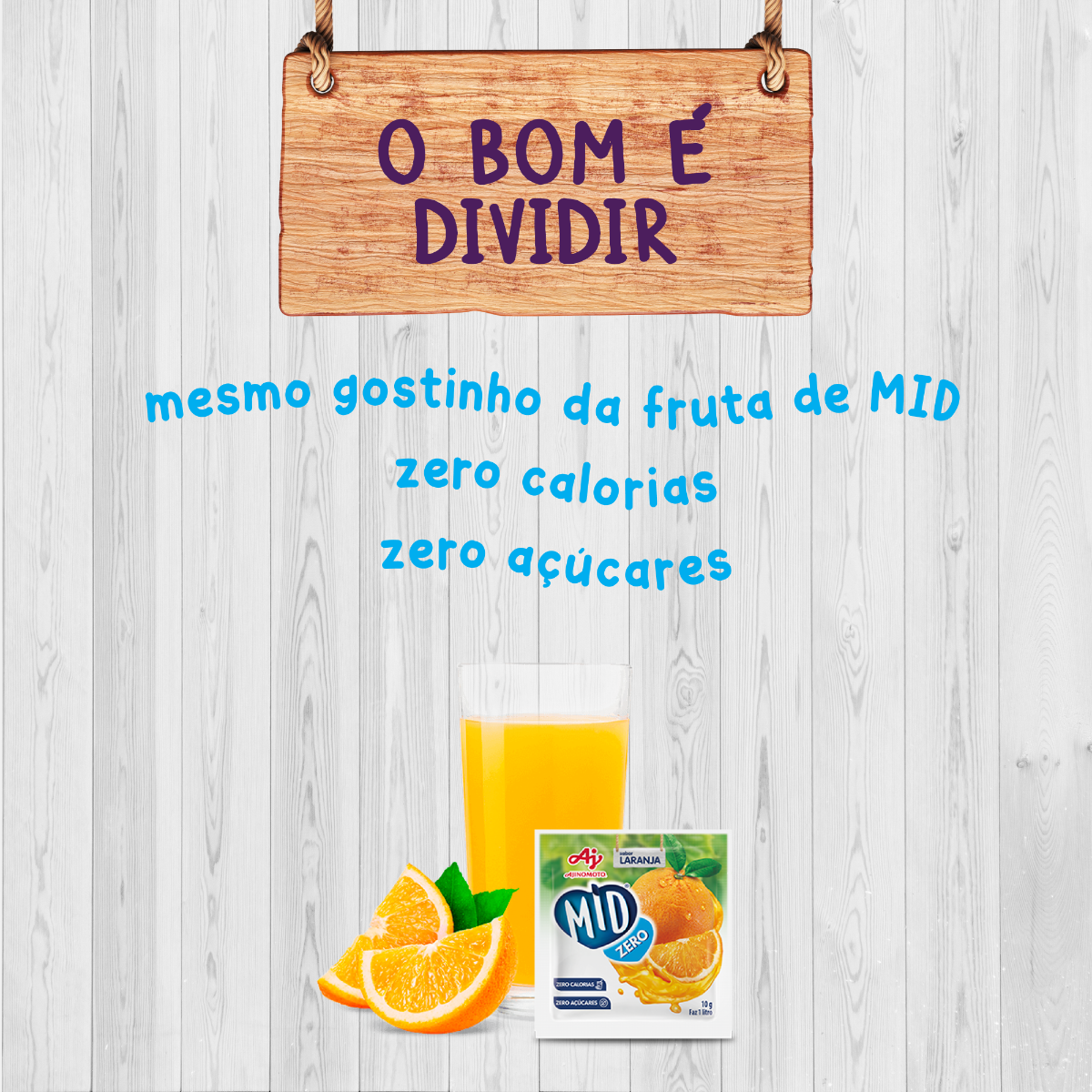 Kit Refresco em Pó MID ZERO®  Sabor Laranja Com 15 Unidades de 10g
