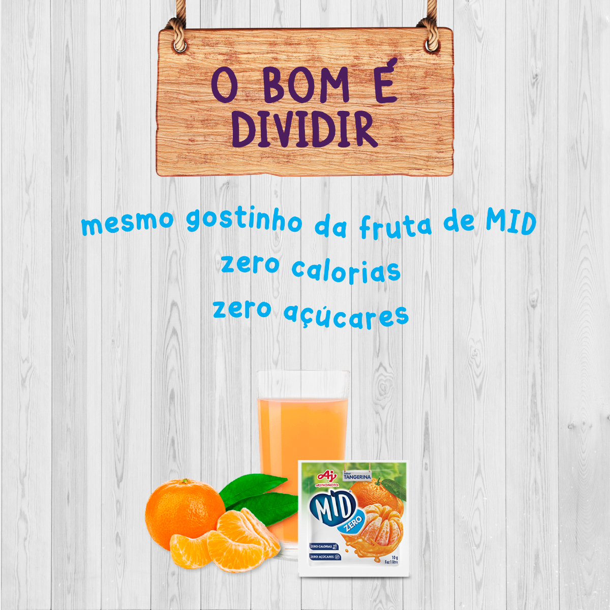 Kit Refresco em Pó MID ZERO®   Sabor Tangerina Com 15 Unidades de 10g
