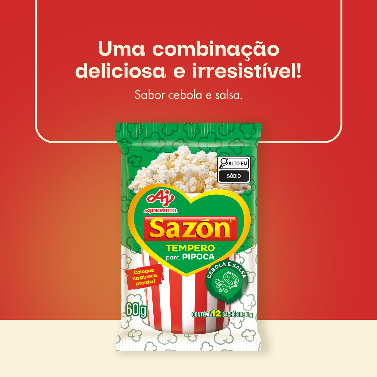 TEMPERO EM PÓ SAZÓN® PIPOCA SABOR CEBOLA E SALSA 60G