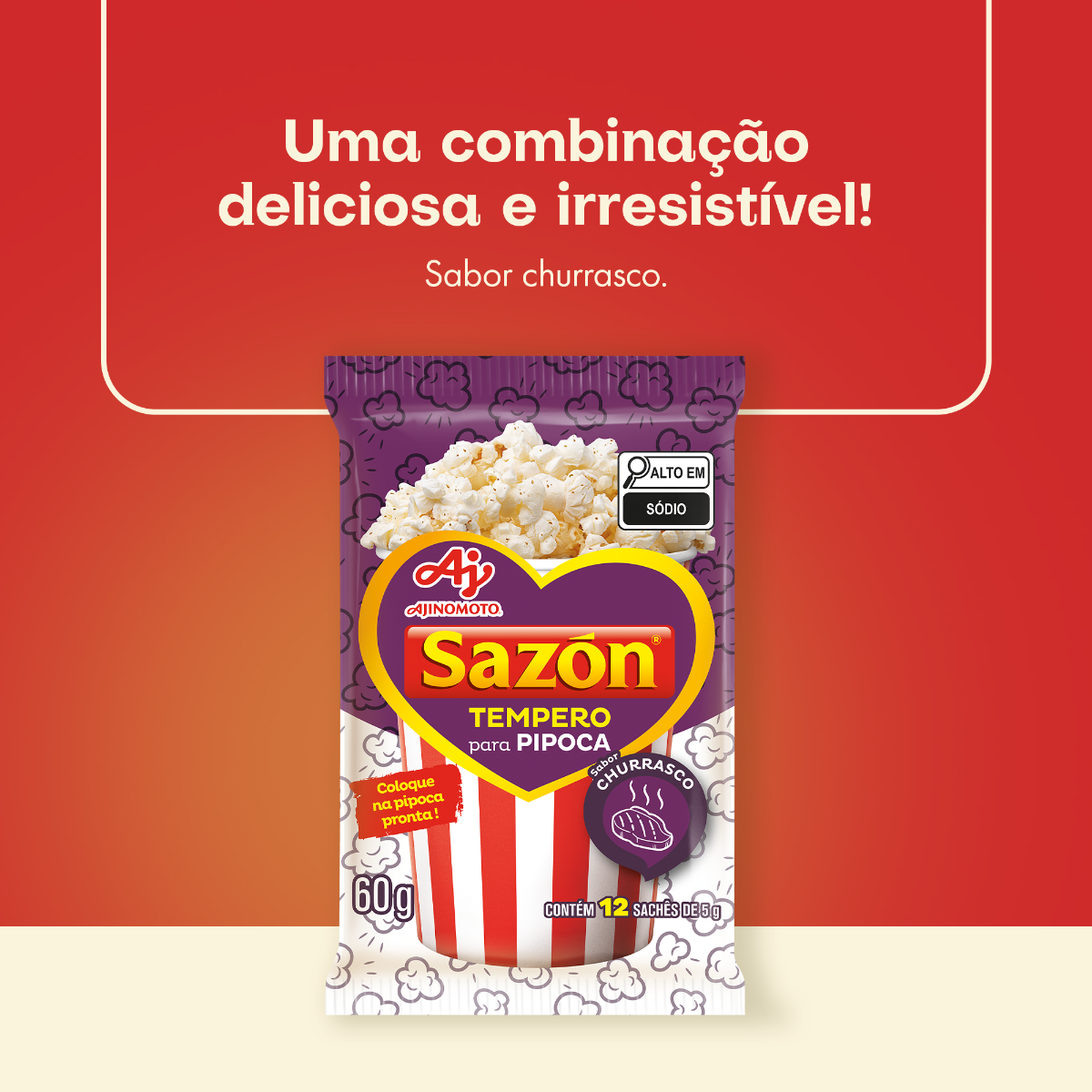 TEMPERO EM PÓ SAZÓN® PIPOCA SABOR CHURRASCO 60G