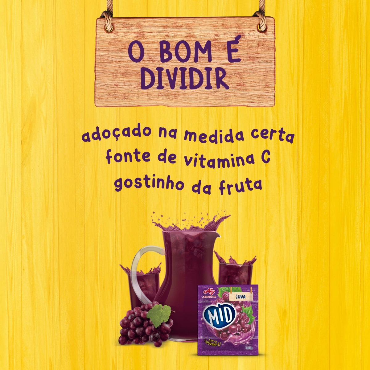 Kit Refresco em Pó MID® Sabor Uva Com 15 Unidades de 20g