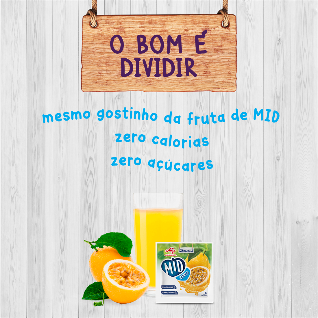 REFRESCO EM PÓ MID® ZERO SABOR MARACUJÁ 8G