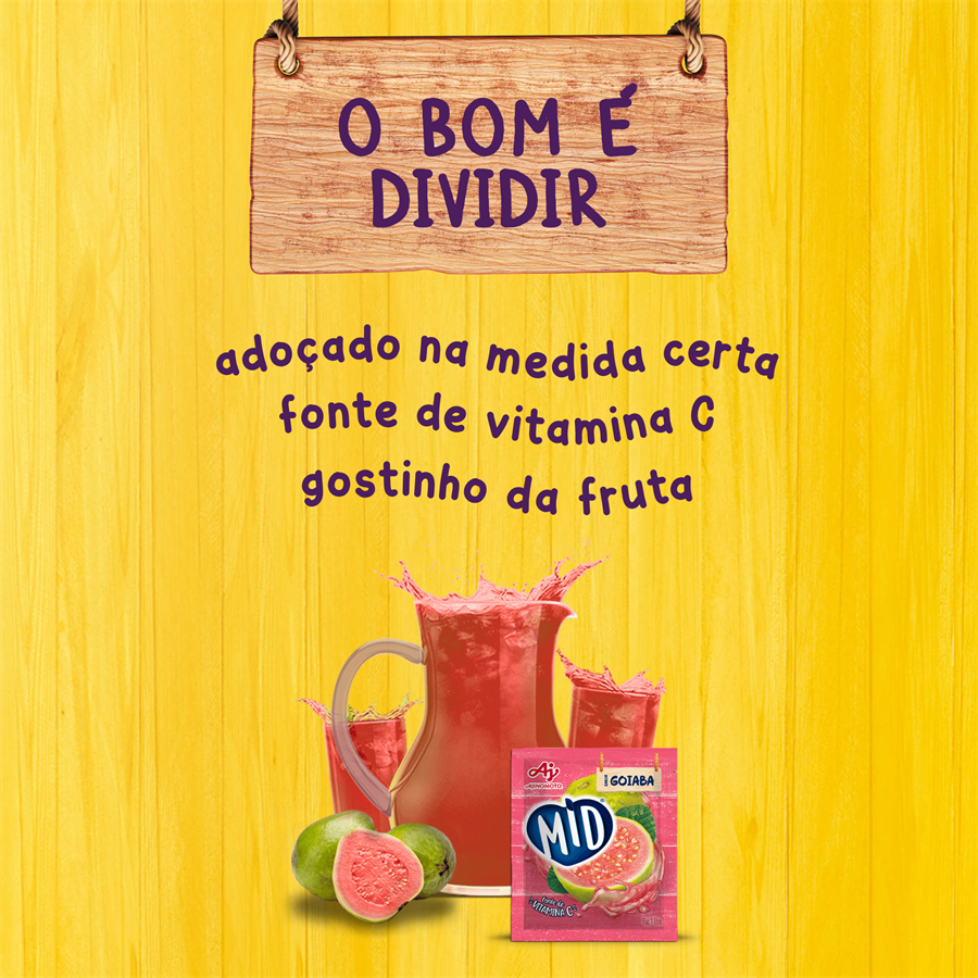 Kit Refresco em Pó MID® Sabor Goiaba Com 15 Unidades de 20g