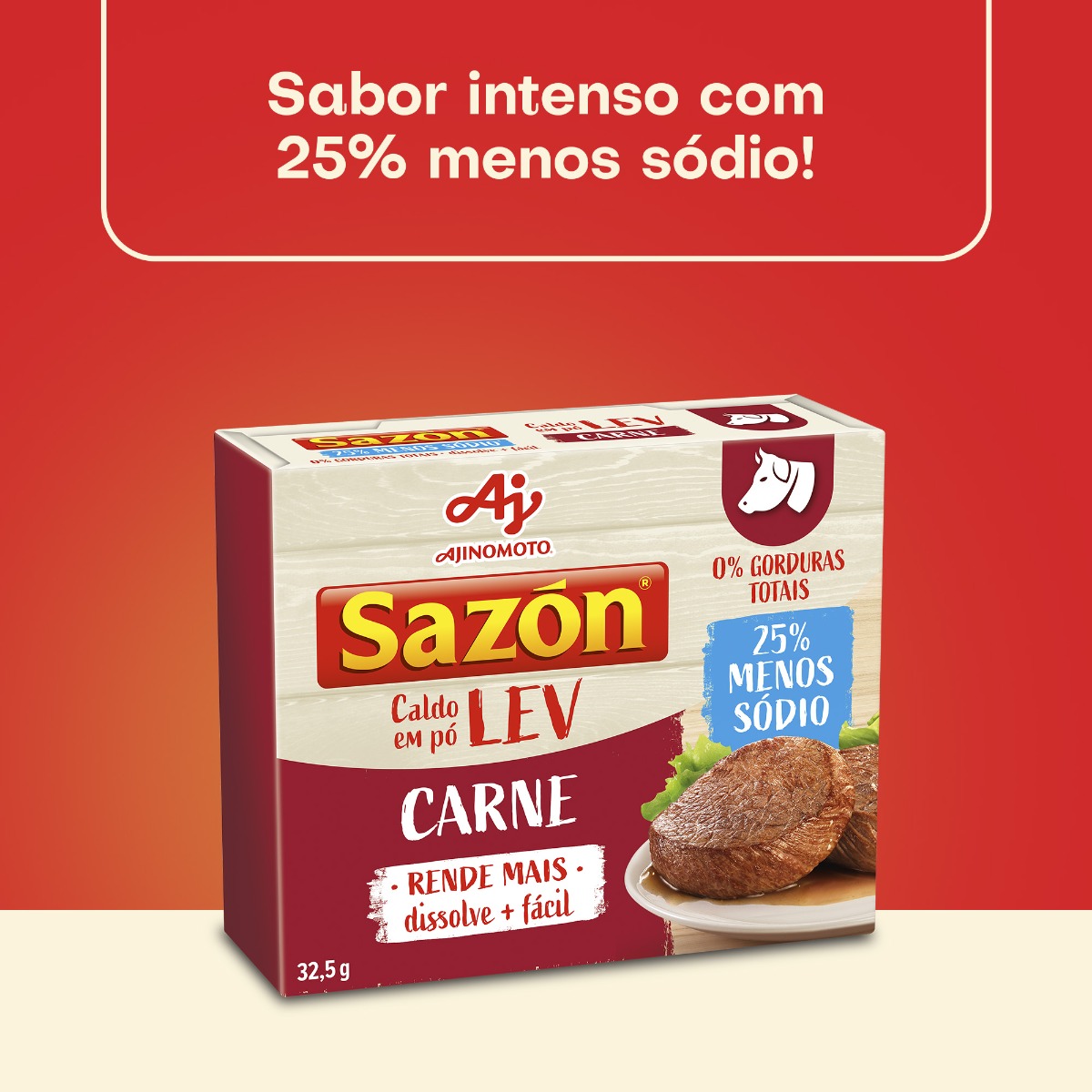 CALDO EM PÓ SAZÓN® LEV SABOR CARNE 32,5G