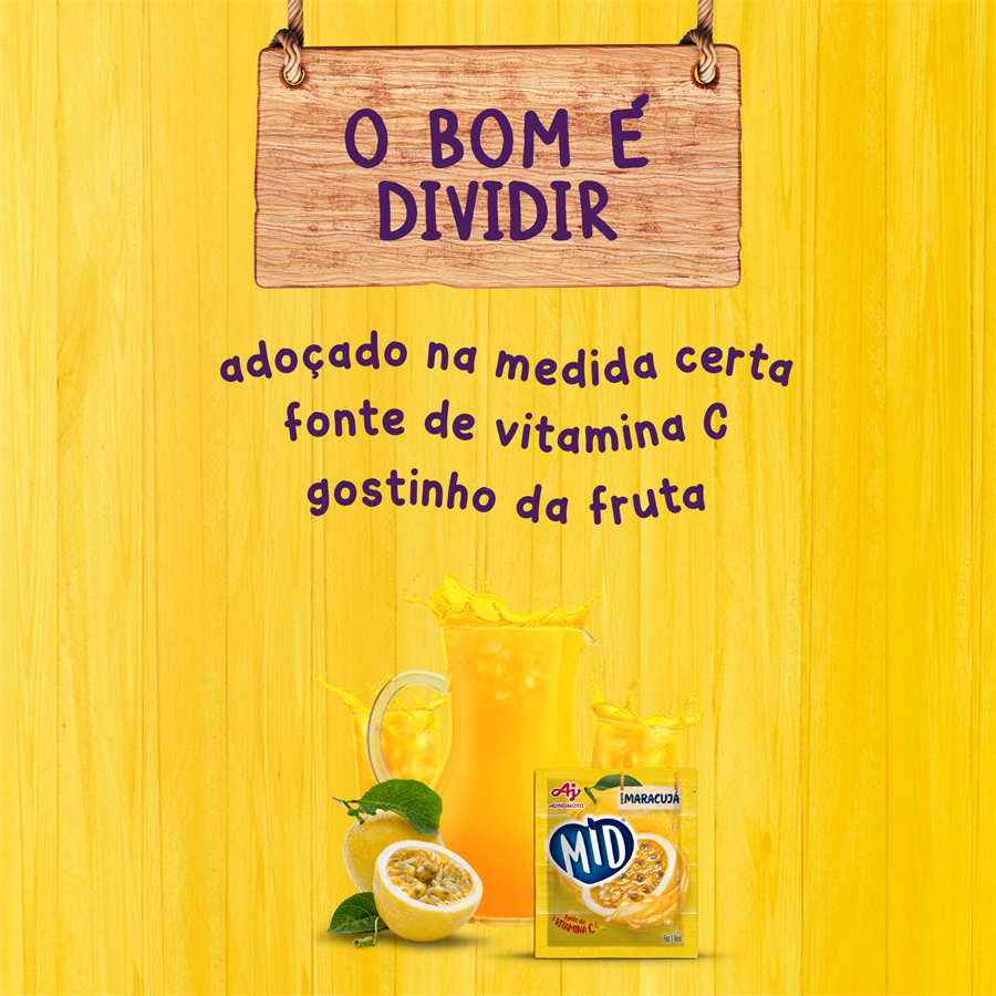 Kit Refresco em Pó MID® Sabor Maracujá Com 15 Unidades de 20g