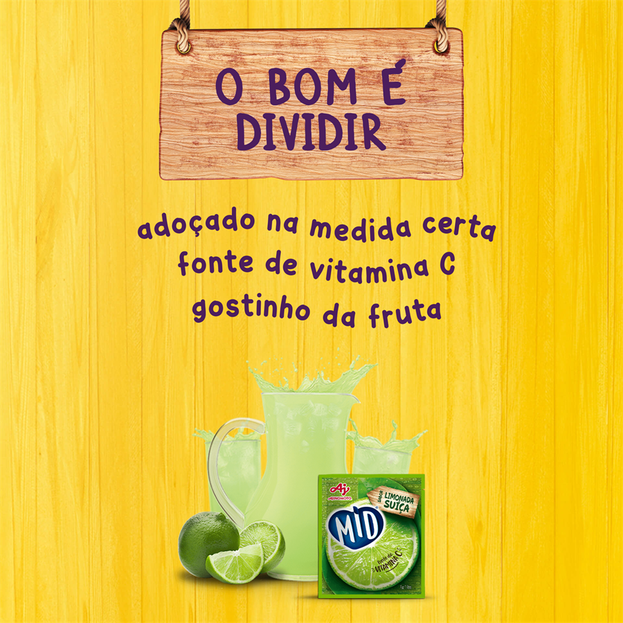 Kit Refresco em Pó MID® Sabor Limonada Suíça Com 15 Unidades de 20g