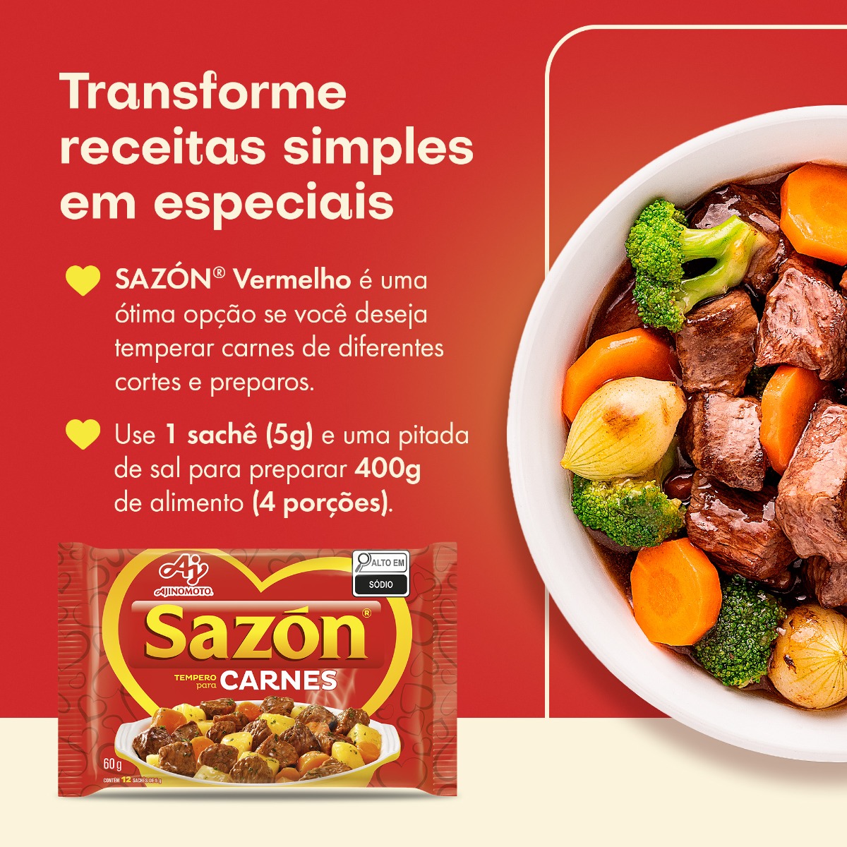 TEMPERO EM PÓ SAZÓN® PARA CARNES 60G