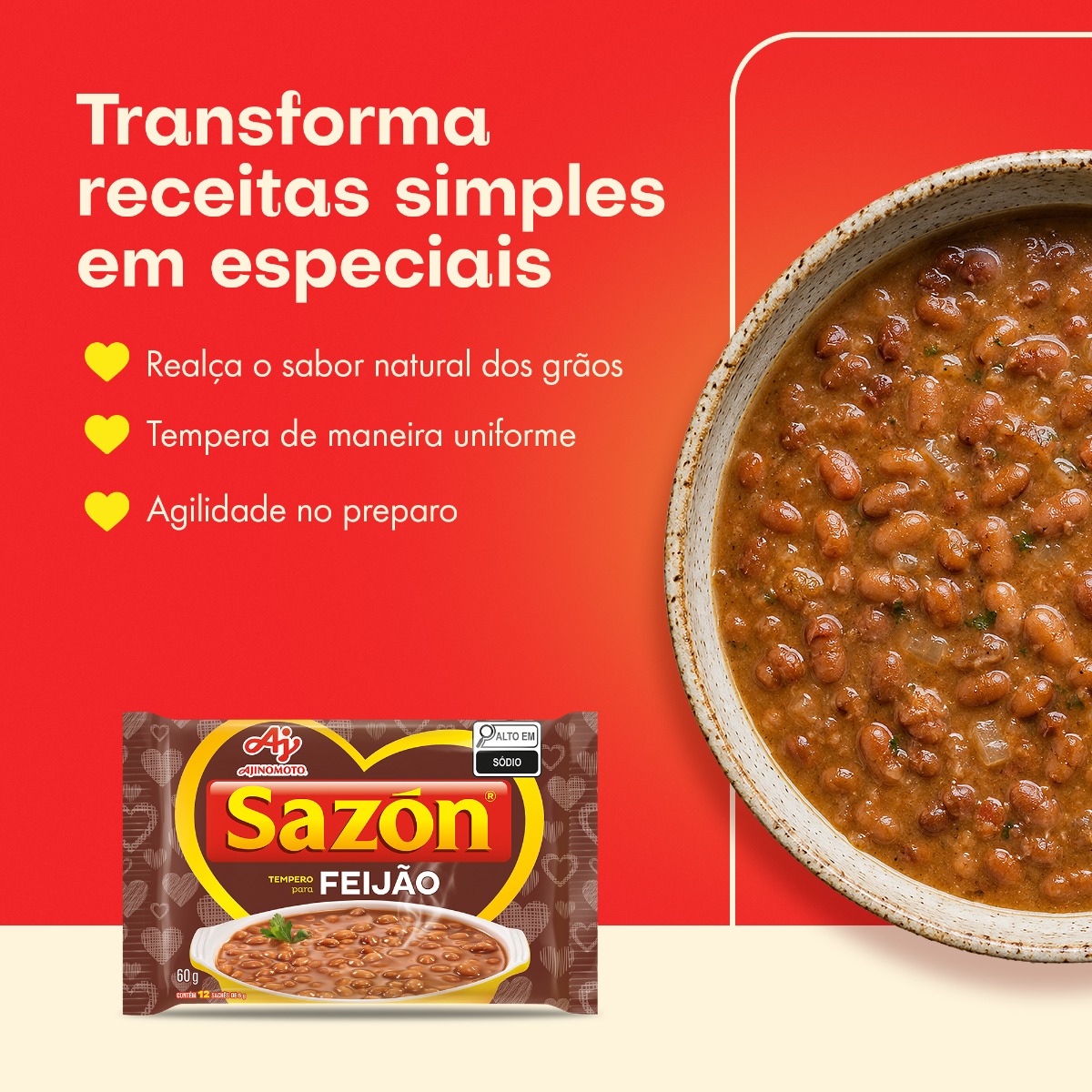 TEMPERO EM PÓ SAZÓN® PARA FEIJÃO 60G