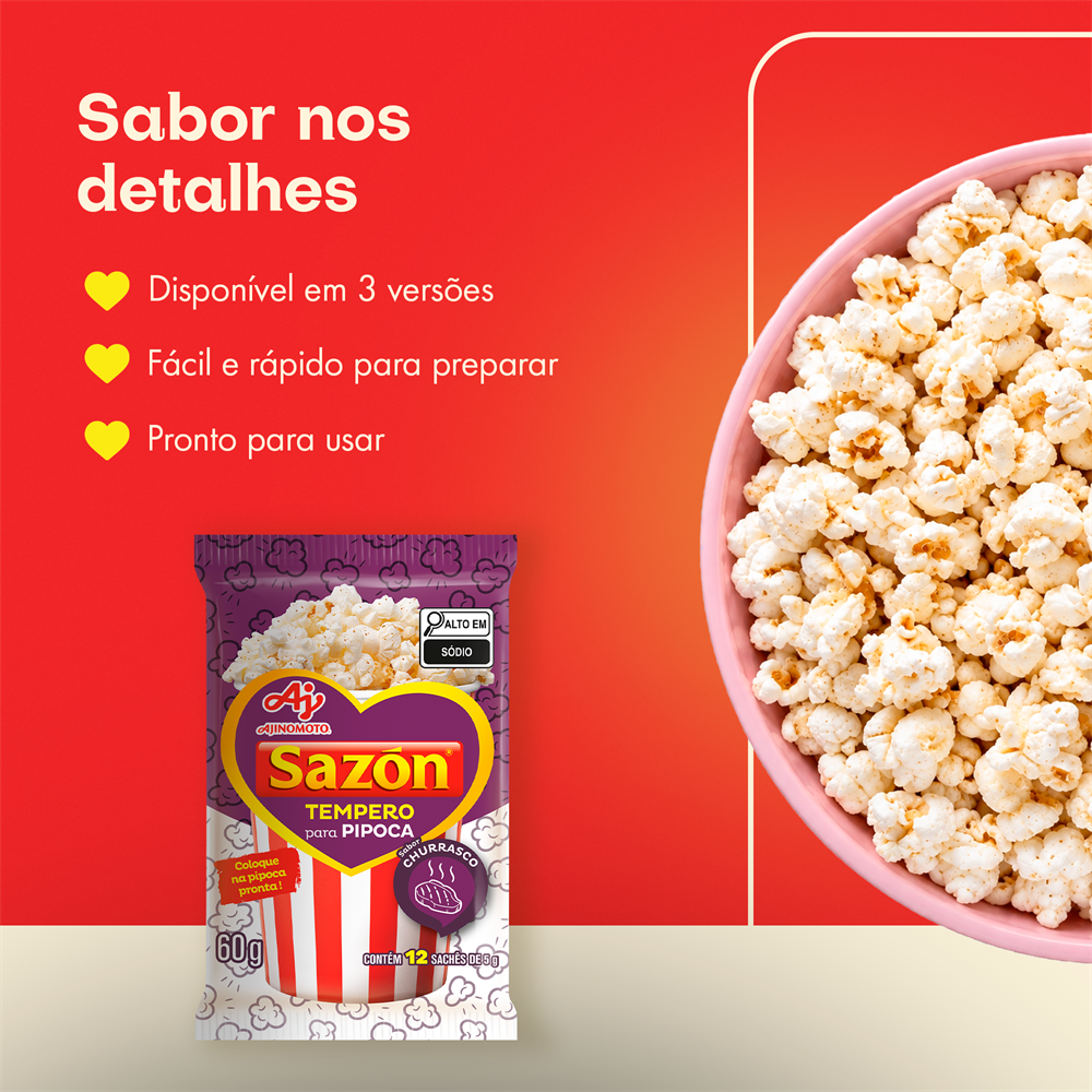 TEMPERO EM PÓ SAZÓN® PIPOCA SABOR CHURRASCO 60G