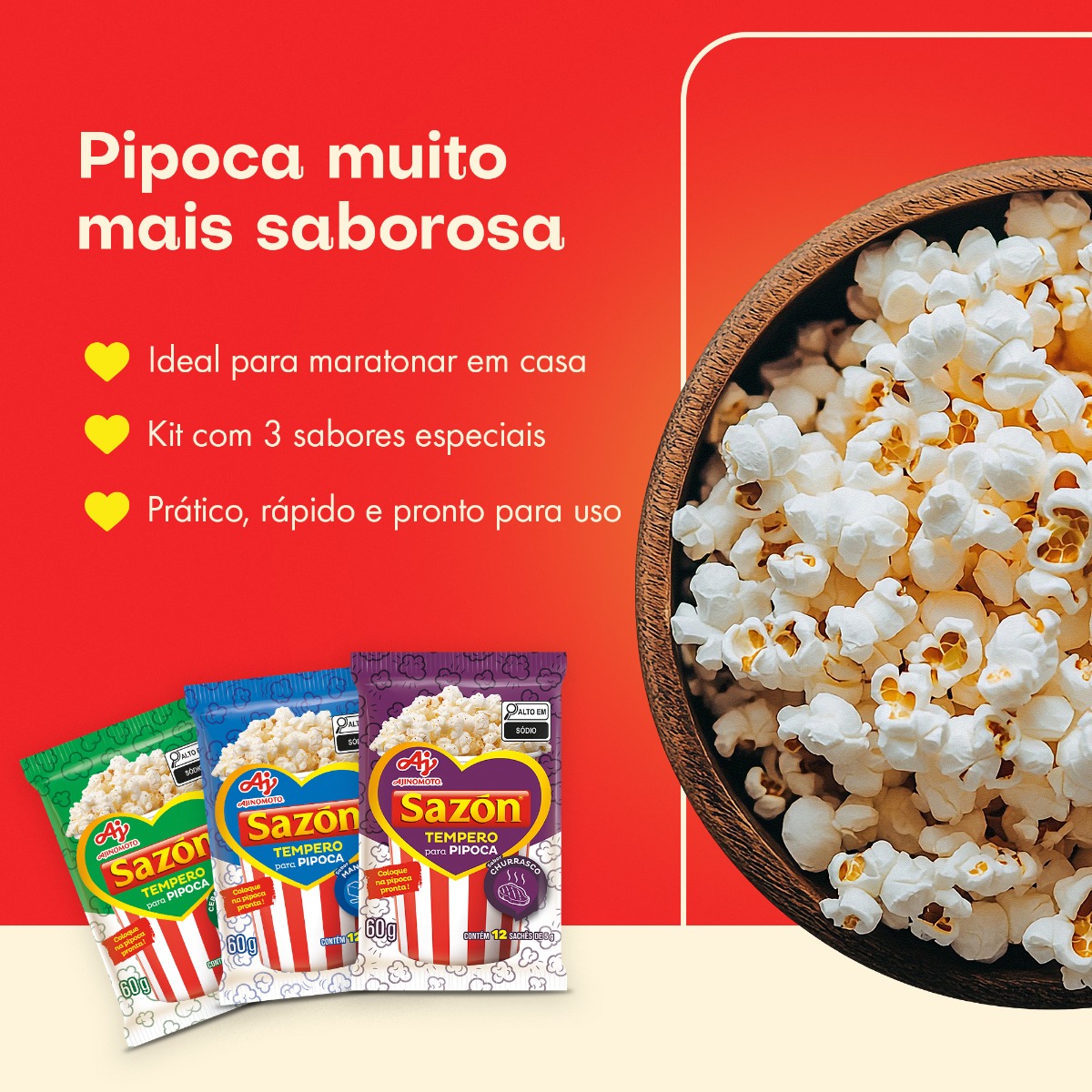 KIT SAZÓN® PIPOCA – 3 SABORES PARA VOCÊ!