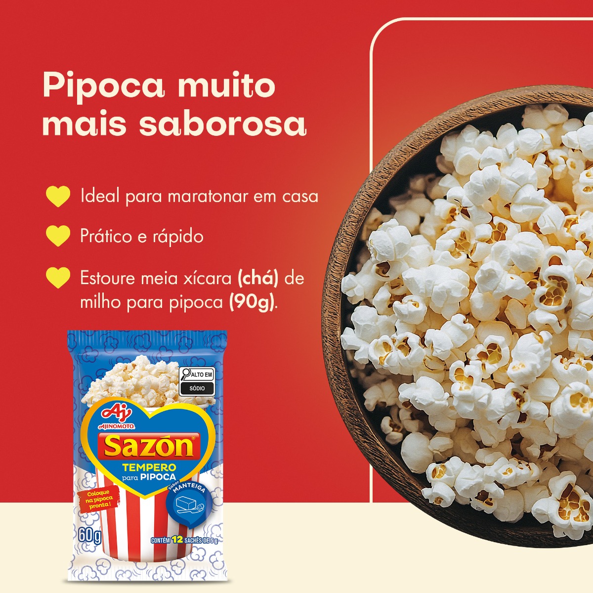 TEMPERO EM PÓ SAZÓN® PIPOCA SABOR MANTEIGA 60G