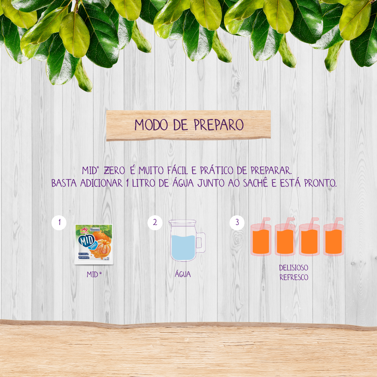Kit Refresco em Pó MID ZERO®   Sabor Tangerina Com 15 Unidades de 10g