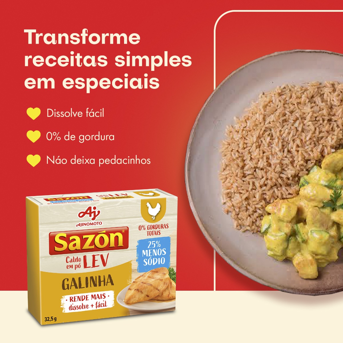 CALDO EM PÓ SAZÓN® LEV SABOR GALINHA 32,5G