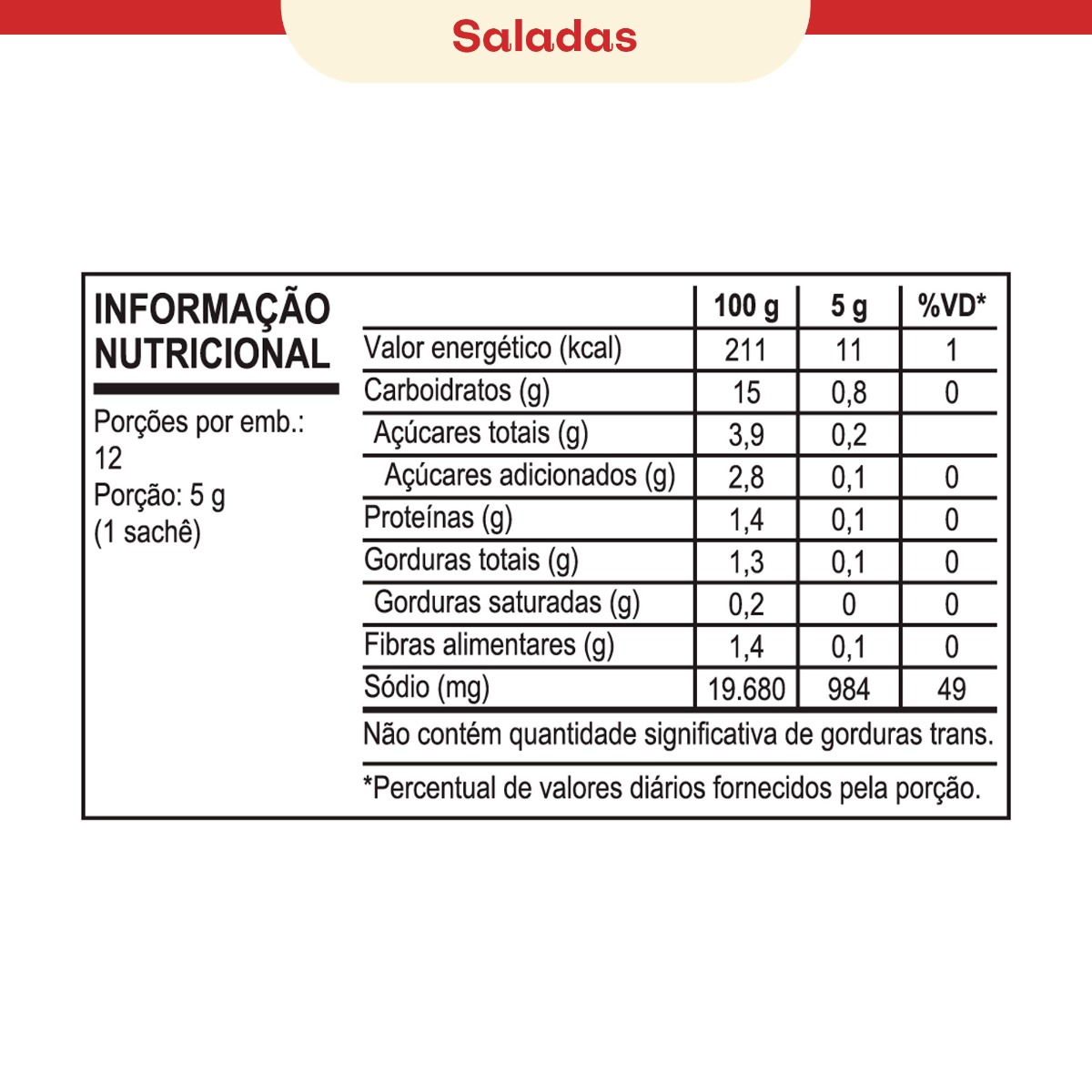 TEMPERO EM PÓ SAZÓN® PARA SALADA 60G