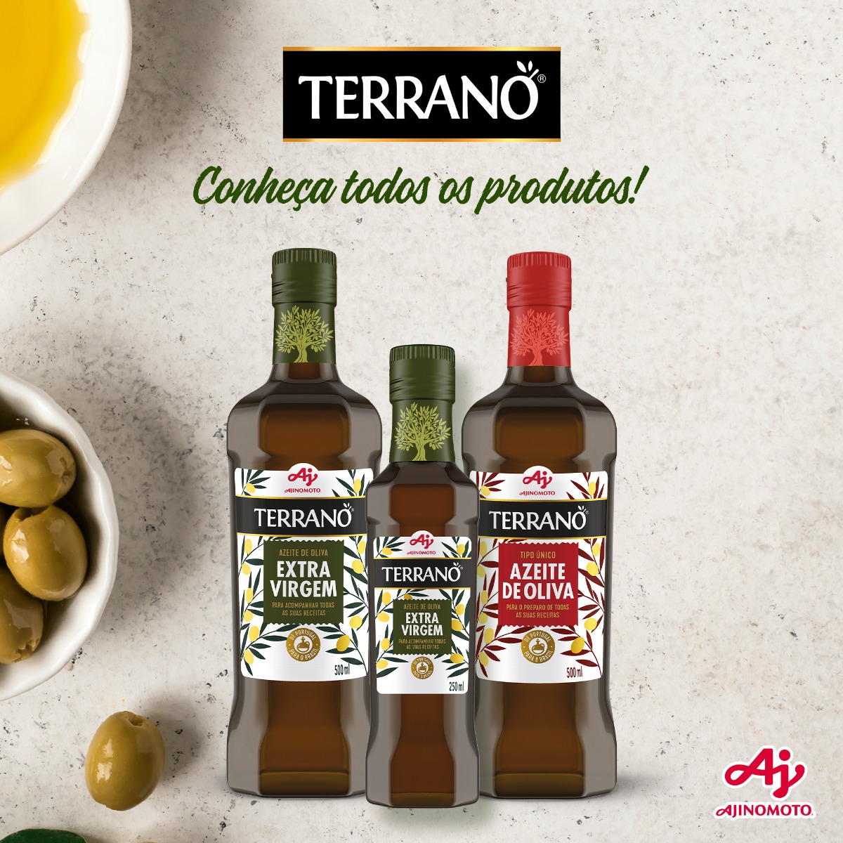 KIT AZEITE TERRANO® EXTRA VIRGEM 500ml - 3 UNIDADES
