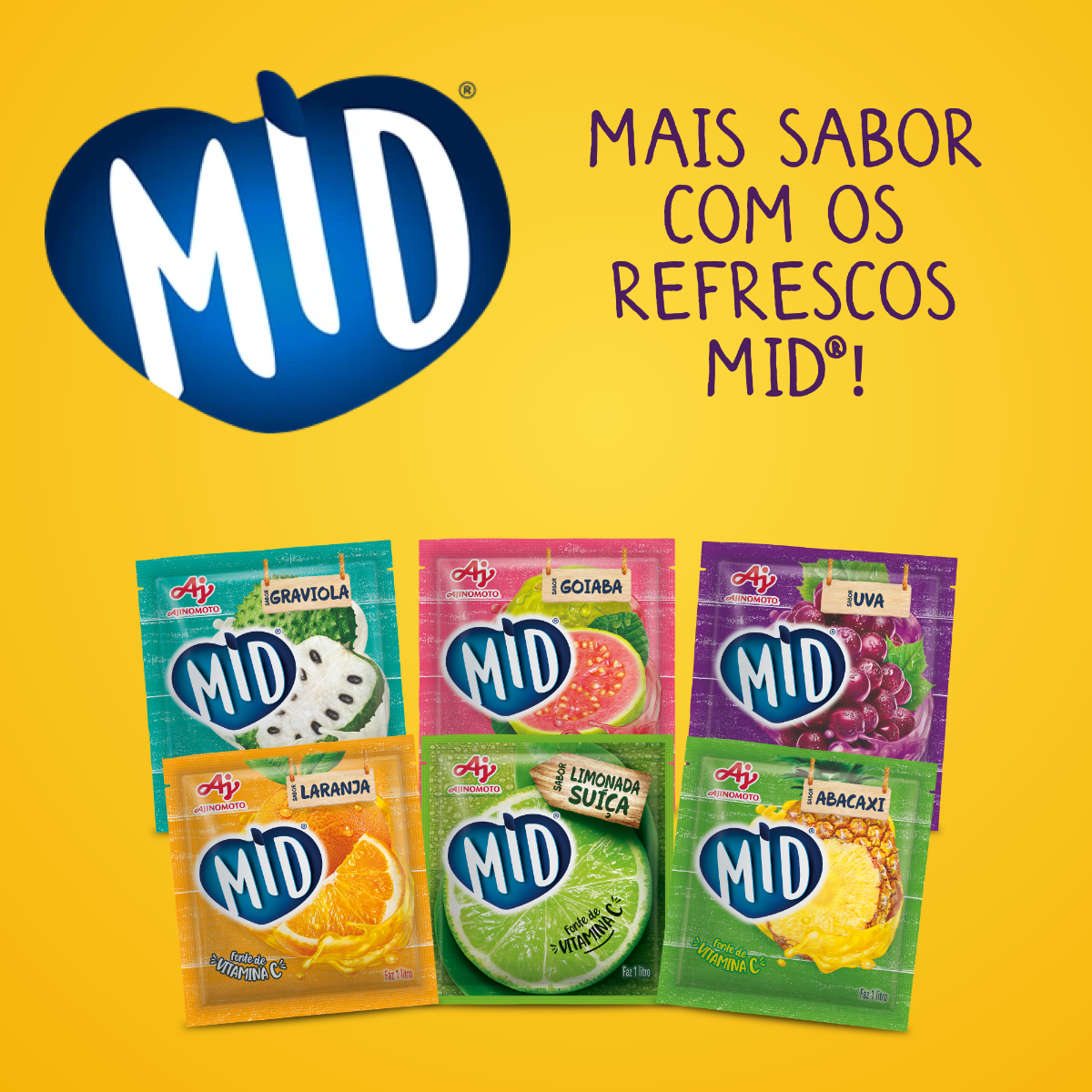 REFRESCO EM PÓ MID® SABOR LARANJA 20G