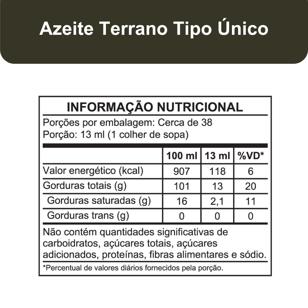 Kit Azeite Terrano Ajinomoto Extra Virgem e Tipo Único – 1 Unidade de Cada