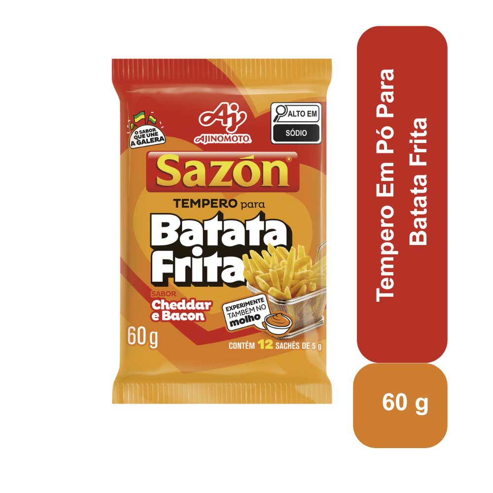 Tempero SAZÓN® para Batata Frita sabor Cheddar e Bacon 60g
