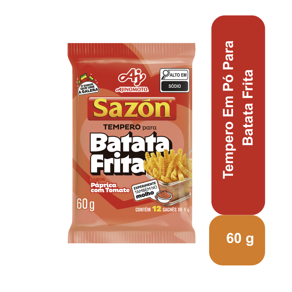 Tempero SAZÓN® para Batata Frita sabor Páprica com Tomate 60g