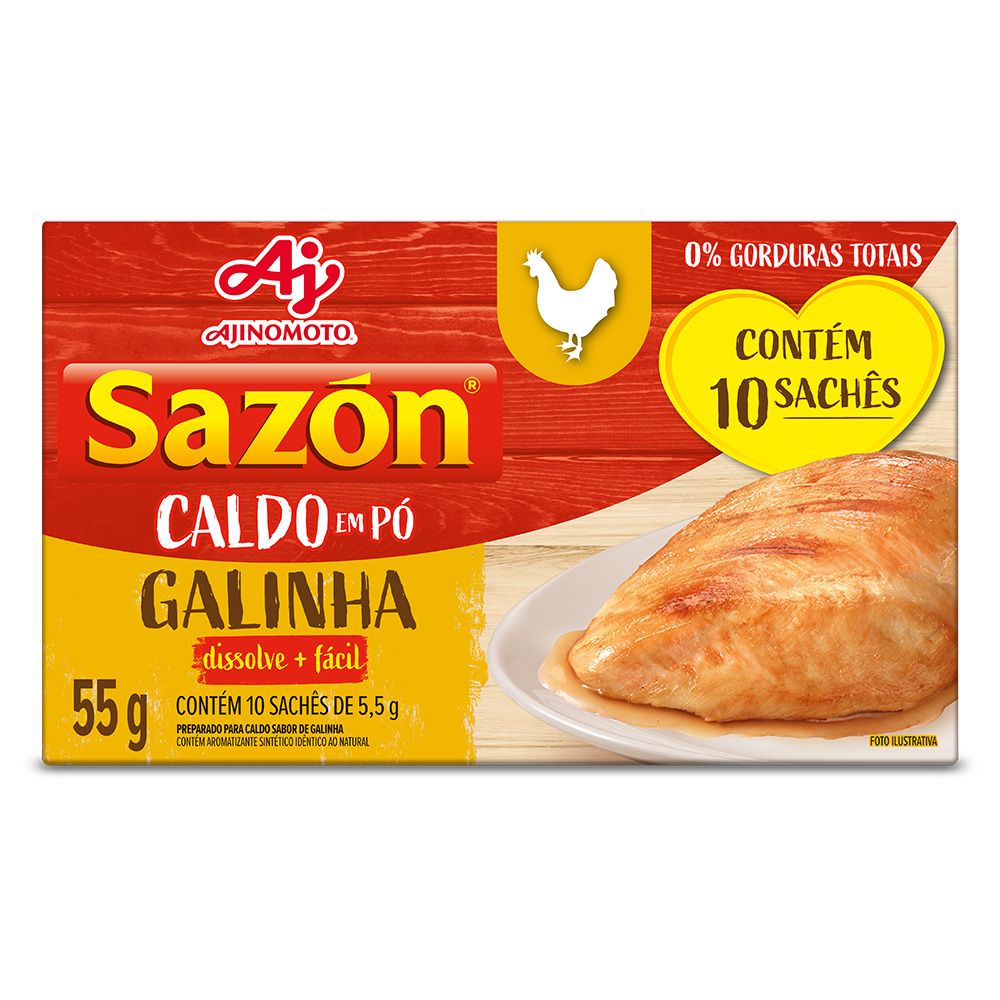 Imagem do produto Caldo em Pó SAZÓN® 10 Sachês Galinha 55g