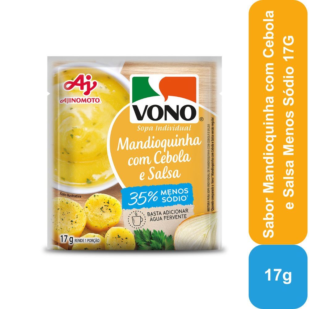 Imagem do produto SOPA CREMOSA VONO® SABOR MANDIOQUINHA COM CEBOLA E SALSA MENOS SÓDIO 17G
