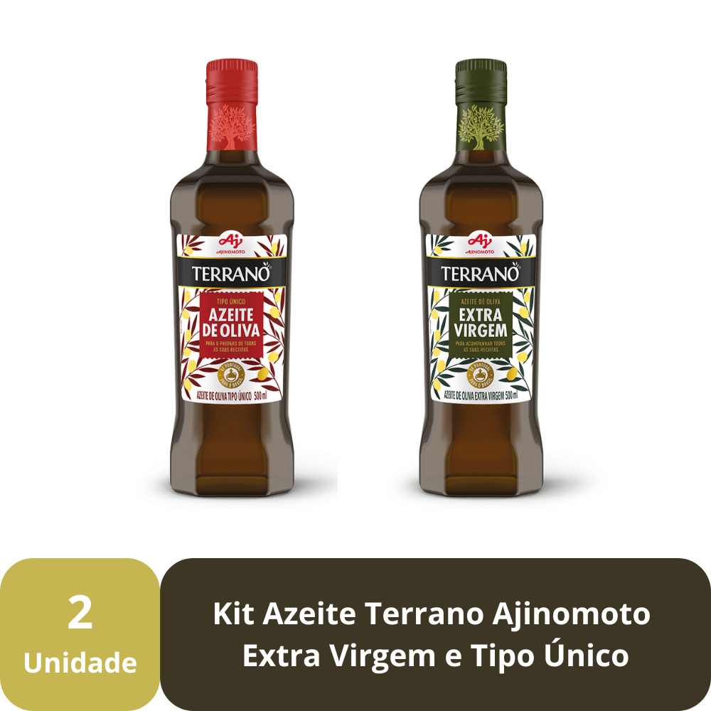 Imagem do produto Kit Azeite Terrano Ajinomoto Extra Virgem e Tipo Único – 1 Unidade de Cada