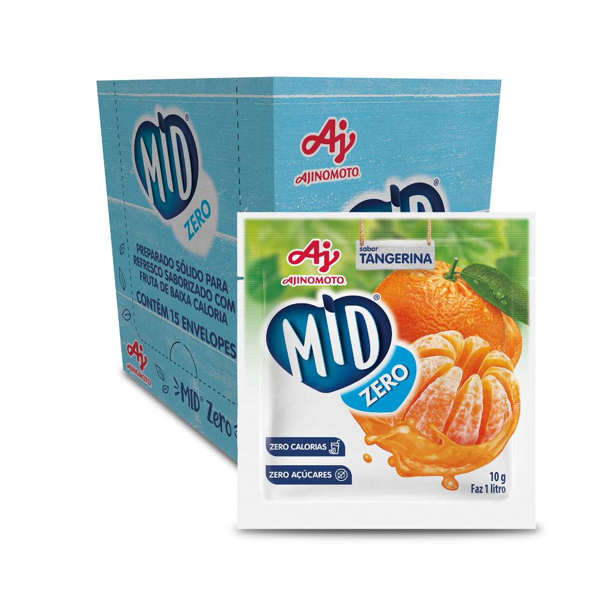 Imagem do produto Kit Refresco em Pó MID ZERO®   Sabor Tangerina Com 15 Unidades de 10g