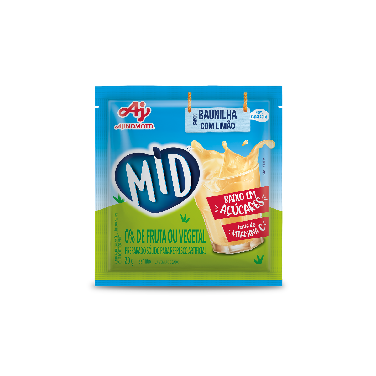 Imagem do produto REFRESCO EM PÓ MID® SABOR BAUNILHA COM LIMÃO 20G