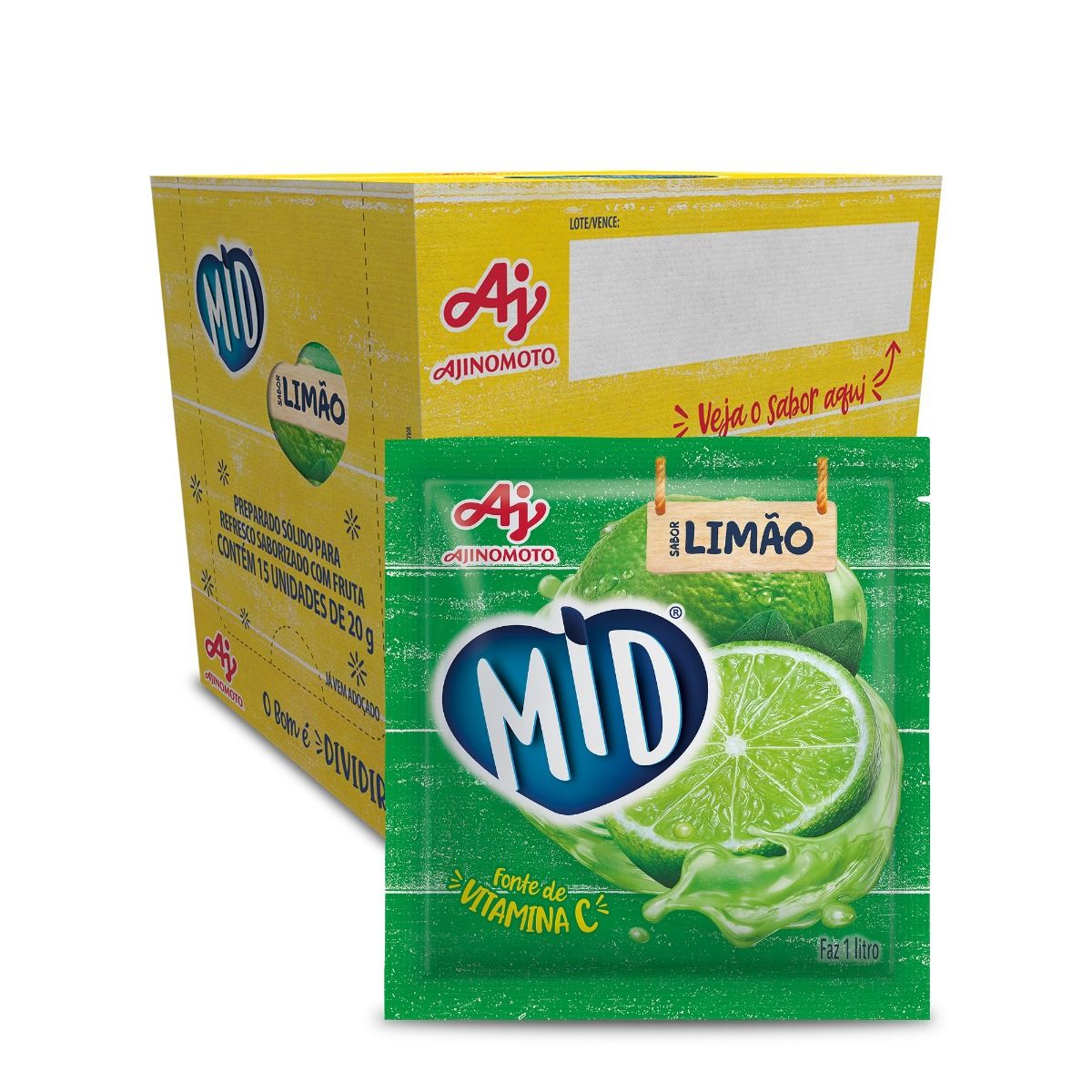 Imagem do produto Kit Refresco em Pó MID® Sabor Limão Com 15 Unidades de 20g