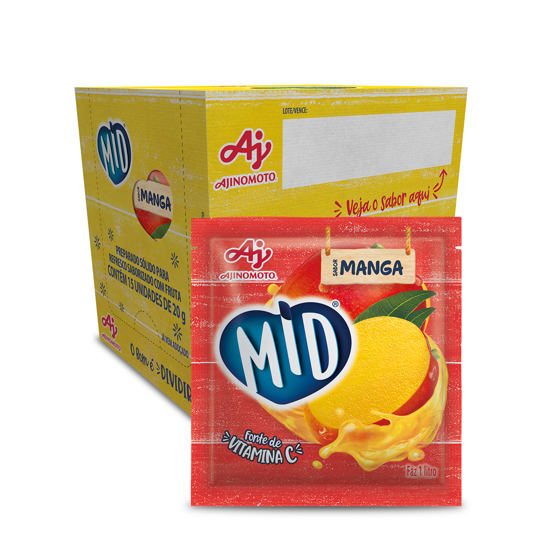 Imagem do produto Kit Refresco em Pó MID® Sabor Manga Com 15 Unidades de 20g