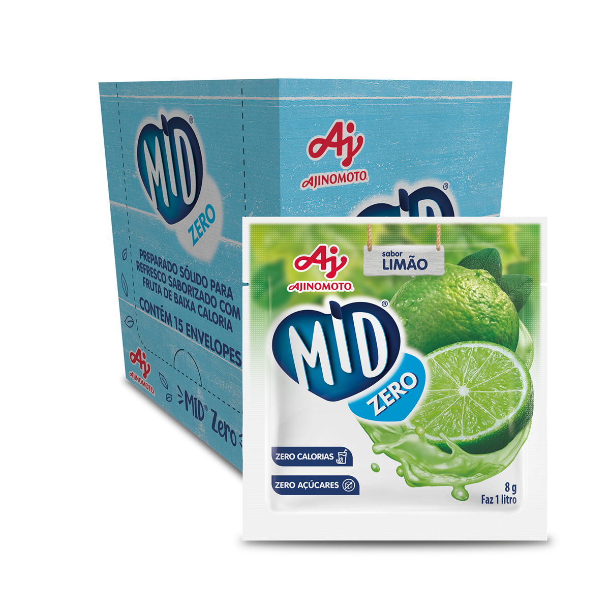 Imagem do produto KIT REFRESCO EM PÓ MID ZERO®  SABOR LIMÃO COM 15 UNIDADES DE 8G