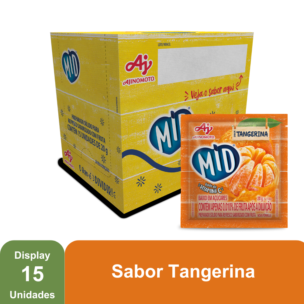 Imagem do produto Kit Refresco em Pó MID® Sabor Tangerina Com 15 Unidades de 20g