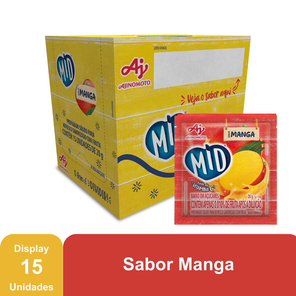 Imagem do produto Kit Refresco em Pó MID® Sabor Manga Com 15 Unidades de 20g