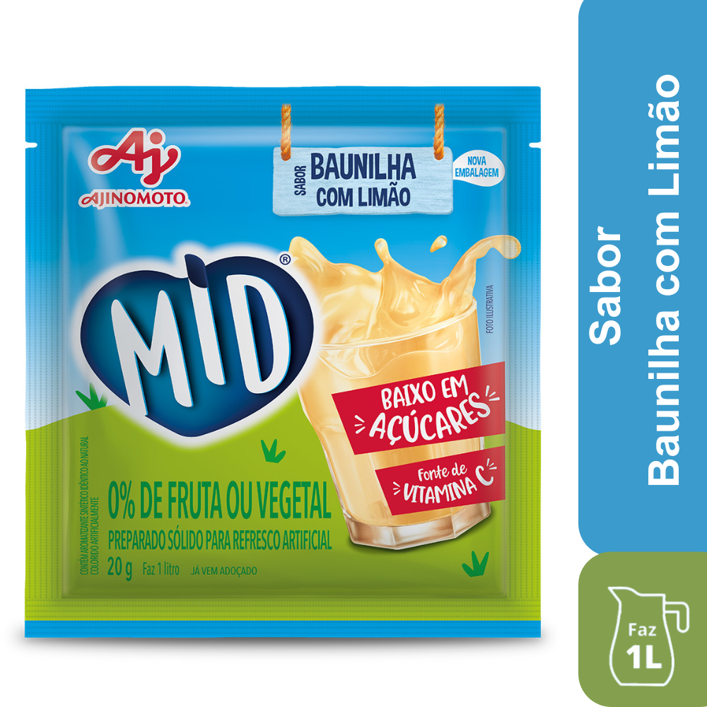 Imagem do produto REFRESCO EM PÓ MID® SABOR BAUNILHA COM LIMÃO 20g