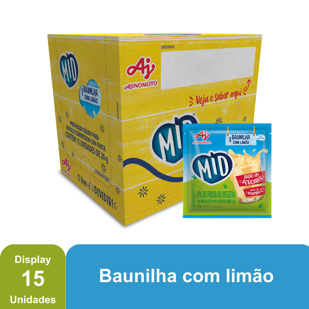 Imagem do produto Kit Refresco em Pó MID® Sabor Baunilha Com Limão Com 15 Unidades de 20g