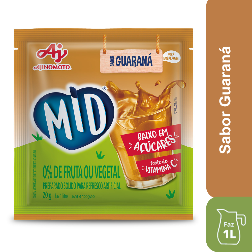 Imagem do produto REFRESCO EM PÓ MID® SABOR GUARANÁ 20G
